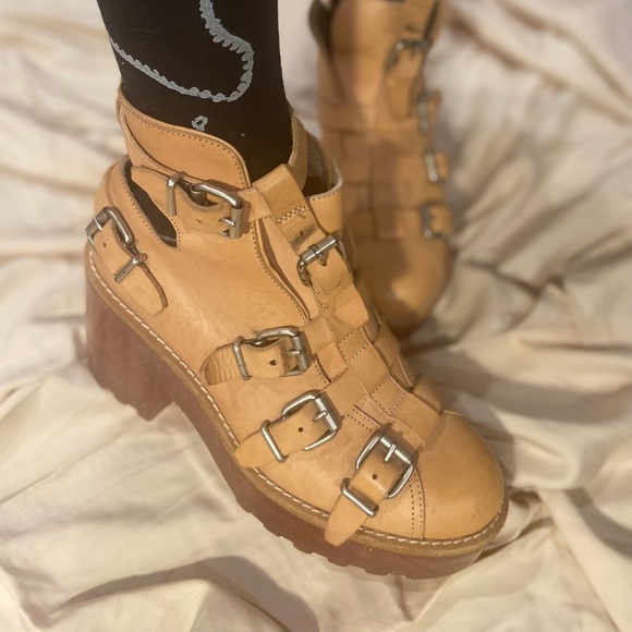 NWOT ACNE STUDIOS strappy leather platform glitter jelly heel, sz EU40 - Picture 2 of 2